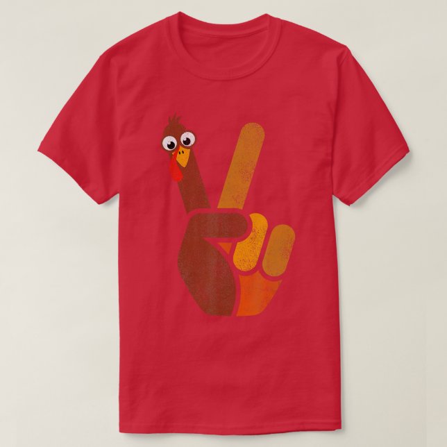 Turkiet Hippie Fredstecken Fall Funny Thanksgiving T Shirt (Design framsida)