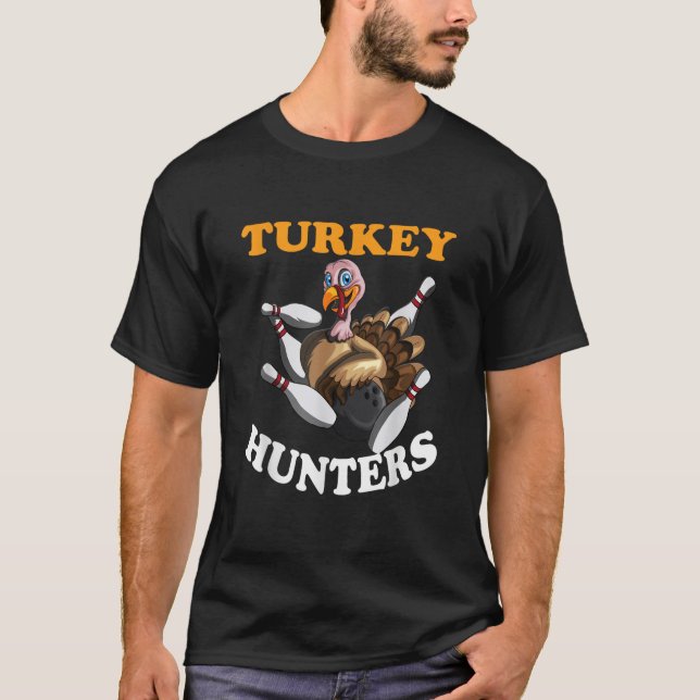Turkiet Hunters Turkey Thanksgiving Bowling Bahn B T Shirt (Framsida)