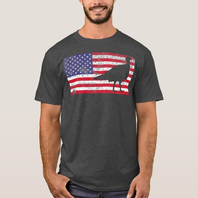 Turkiet Hunting American Flagga USA 4:e juli Bird T Shirt (Framsida)