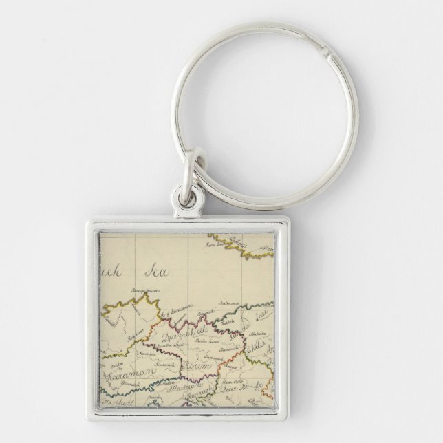 Turkiet i Asien 3 Fyrkantig Silverfärgad Nyckelring (Framsidan)