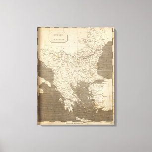 Turkiet i den Europa kartan vid Arrowsmith Canvastryck