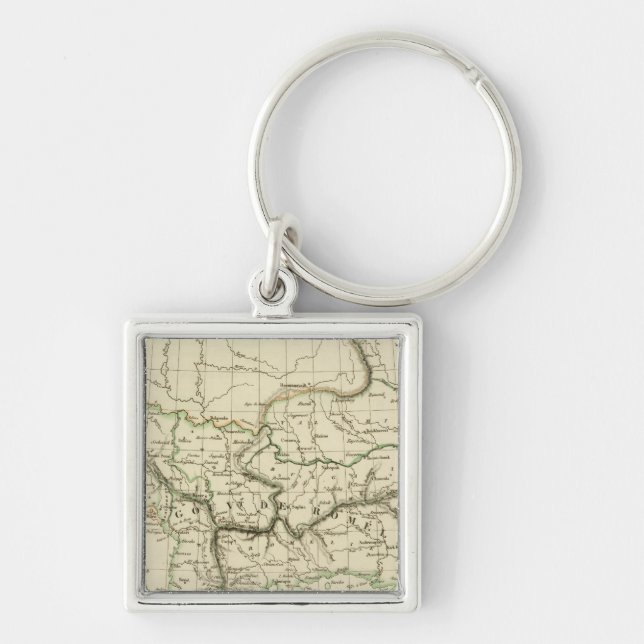 Turkiet i Europa 2 Fyrkantig Silverfärgad Nyckelring (Framsidan)