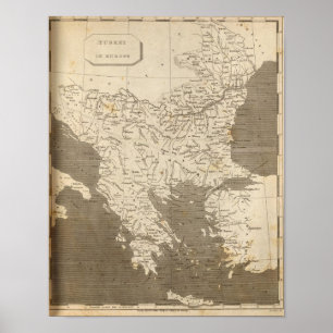 Turkiet i Europa Karta av Arrowsmith Poster