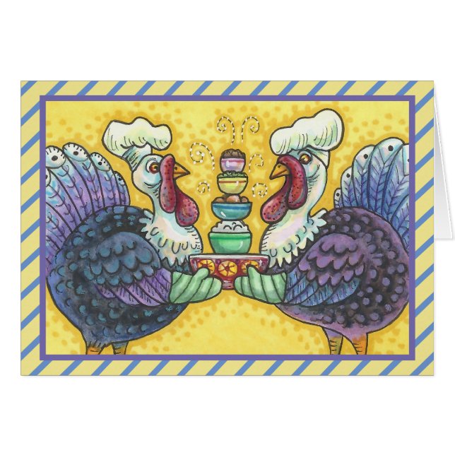 TURKIET I KITCHEN THANKSGIVING GREETING CARD B OBS KORT (Framsidan Horizontal)