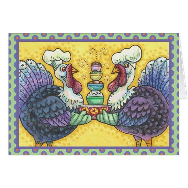TURKIET I KITCHEN THANKSGIVING GREETING CARD B OBS KORT (Framsidan Horizontal)