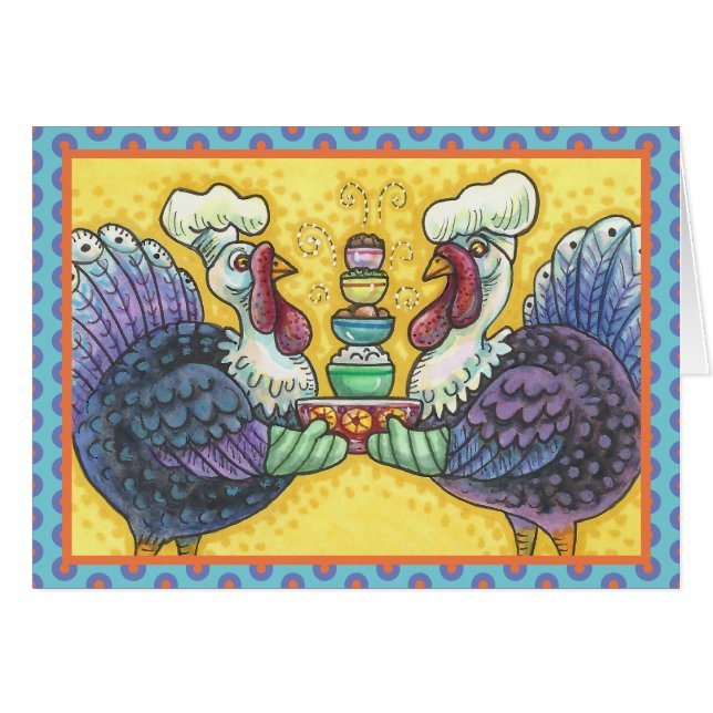 TURKIET I KITCHEN THANKSGIVING GREETING CARD B OBS KORT (Framsidan Horizontal)