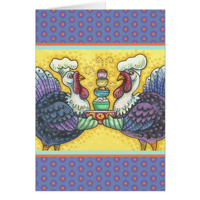 TURKIET I KITCHEN THANKSGIVING GREETING CARD Vers OBS Kort (Framsidan)