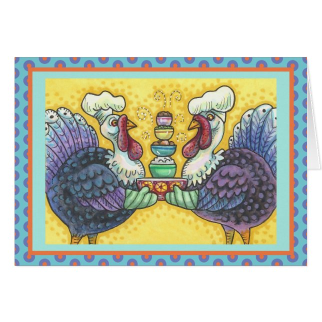 TURKIET I KITCHEN THANKSGIVING GREETING CARD Vers OBS Kort (Framsidan Horizontal)