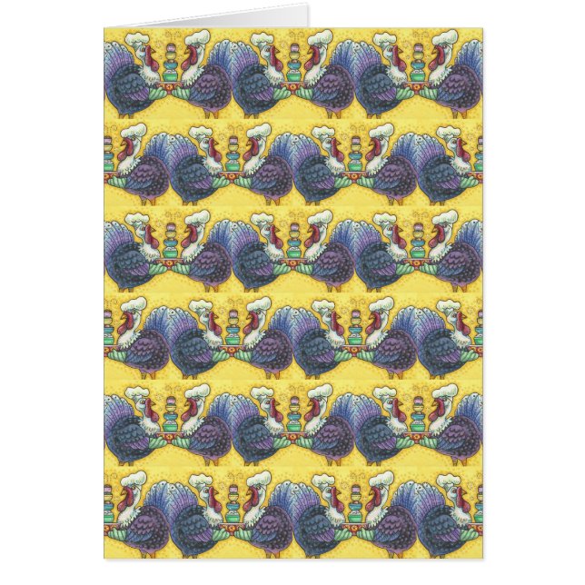 TURKIET I KITCHEN THANKSGIVING GREETING CARD Vers OBS Kort (Framsidan)