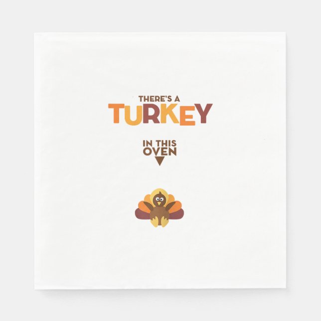 Turkiet i Oven - Thanksgiving Gravid Announceme Pappersservett (Framsidan)