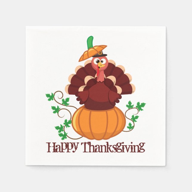 Turkiet i Pumpkin-Thanksgivingen Pappersservett (Framsidan)