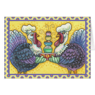 TURKIET IN KITCHEN THANKSGIVING GREETING CARD V OBS KORT