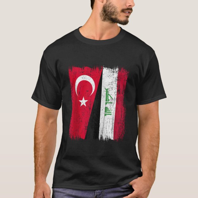 Turkiet Irak Halv Flagga Turkiska irakiska Jersey  T Shirt (Framsida)