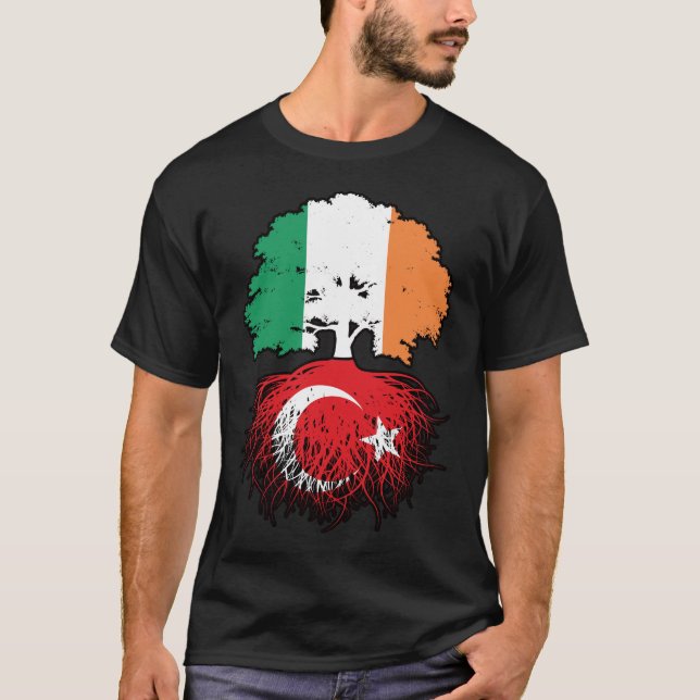 Turkiet, Irländska Träd-Flagga T Shirt (Framsida)