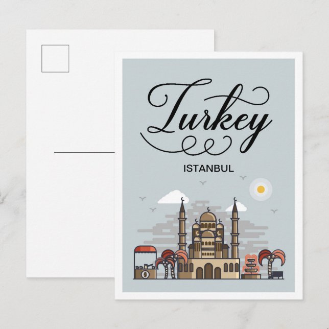 Turkiet Istanbul Art Travel Illustration Vykort (Fram/baksida)