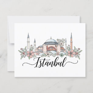 Turkiet Istanbul Hagia Sophia Blommigt Vykort