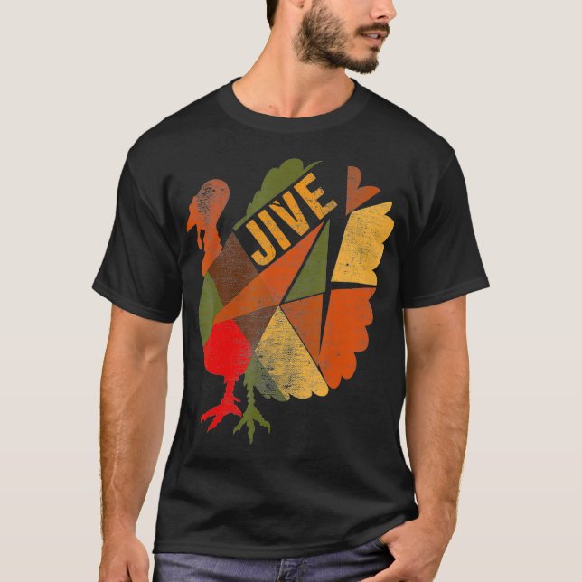 Turkiet Jive Thanksgiving Turkey Patchwork Feast D T Shirt (Framsida)