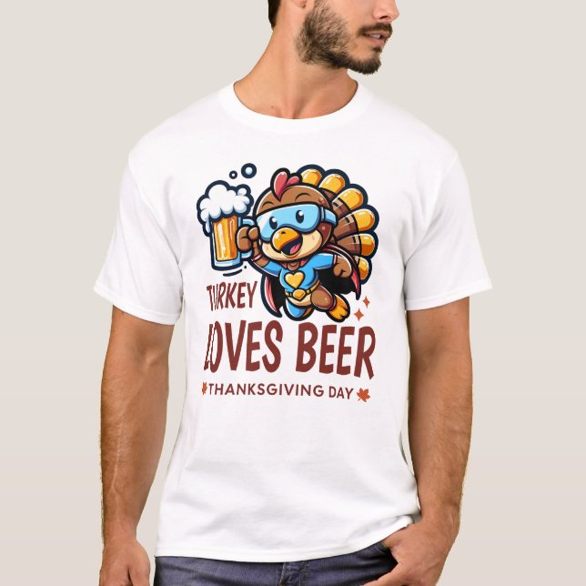 Turkiet Kärlek Beer Thanksgiving Drink T Shirt (Framsida)