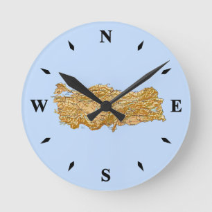 Turkiet Karta Clock Rund Klocka