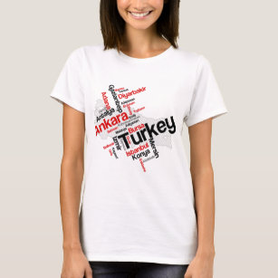 Turkiet Karta med de tio främsta städerna Ord moln T Shirt