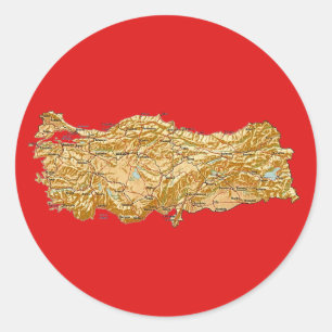 Turkiet Kartdekal Runt Klistermärke