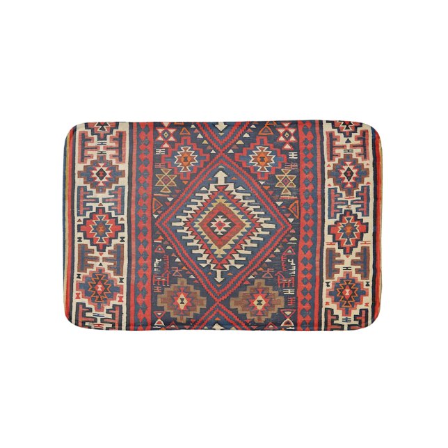 Turkiet Kilim Aztec Red Blue Tan  Badrumsmatta (Framsidan)