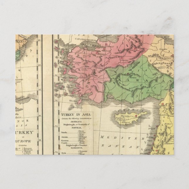 Turkiet kronologisk Karta Vykort (Framsida)