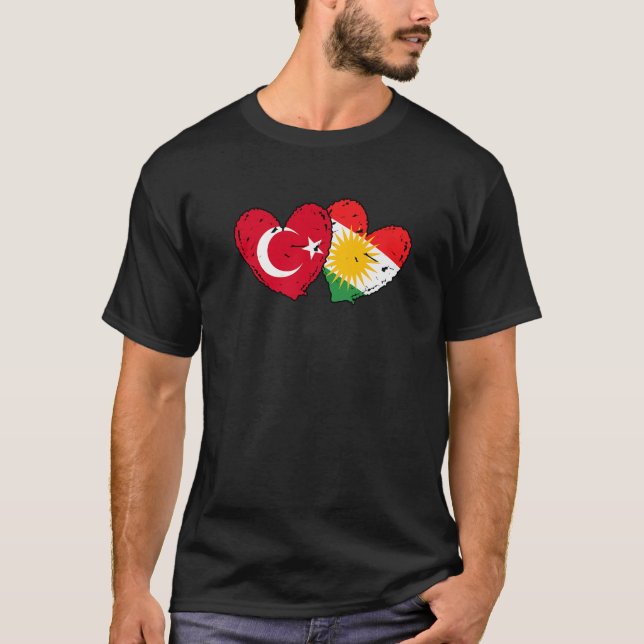 Turkiet Kurdistan Heart-Flagga Turkiet Kurdiska Pr T Shirt (Framsida)