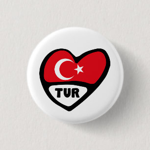 Turkiet land kodifierar flaggahjärta klämmer fas knapp