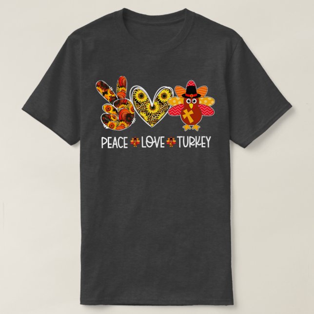 Turkiet Leopard Heart Happy thanksgiving Funny 1 T Shirt (Design framsida)