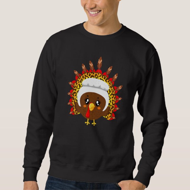 Turkiet Leopard Pilgrim Matching Girl Kids Women Lång Ärmad Tröja (Framsida)