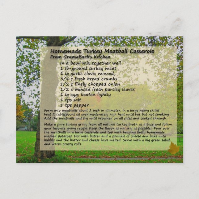 Turkiet Meatball Casserole vykort (Framsida)