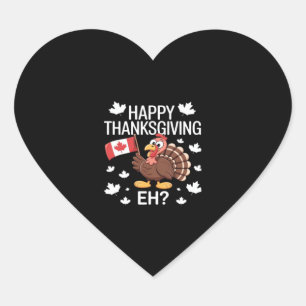 Turkiet med Kanada Flagga Happy thanksgiving dag E Hjärtformat Klistermärke