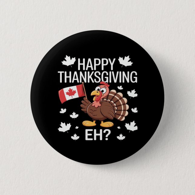 Turkiet med Kanada Flagga Happy thanksgiving dag E Knapp (Framsida)