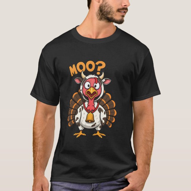 Turkiet Moo Cow Costume Funny Thanksgiving Fake Co T Shirt (Framsida)