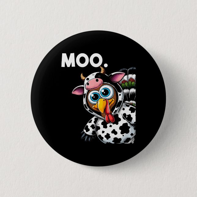 Turkiet Moo Cow Costume Funny Thanksgiving Hallowe Knapp (Framsida)