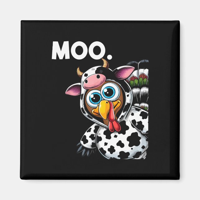 Turkiet Moo Cow Costume Funny Thanksgiving Hallowe Magnet (Framsidan)