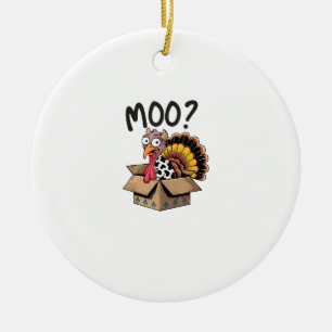 Turkiet Moo Cow Costume Funny Thanksgiving Turkiet Julgransprydnad Keramik