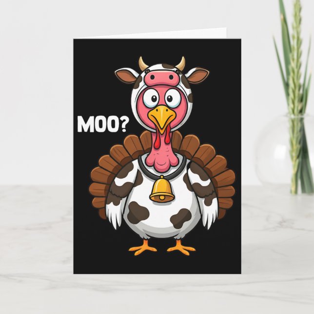 Turkiet Moo Cow Funny Thanksgiving Kort (Framsida)