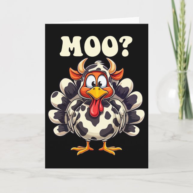 Turkiet Moo Funny Thanksgiving Manar Women Kids Kort (Framsida)