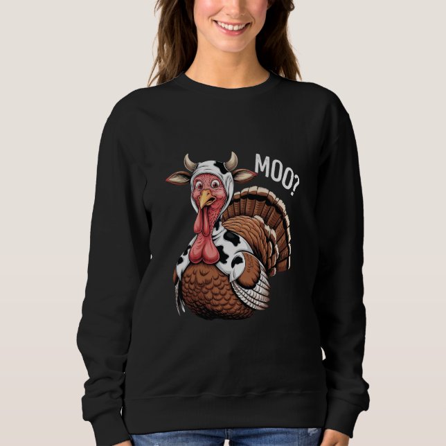 Turkiet Moo Funny Thanksgiving T Shirt (Framsida)