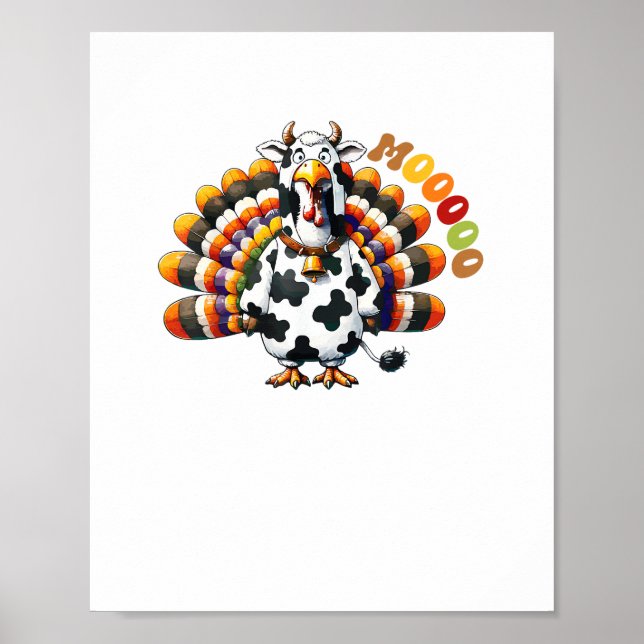 Turkiet Moo Thanksgiving Cow Turkey Humor Funny _2 Poster (Framsidan)