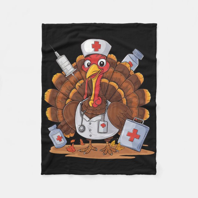 Turkiet Nurse Stethoscope Thanksgiving Fall SCrub  Fleecefilt (Framsidan)