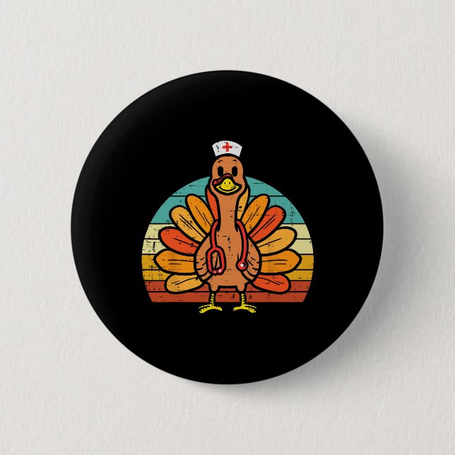 Turkiet Nurse Stethoscope Thanksgiving Fall SCrub  Knapp (Framsida)