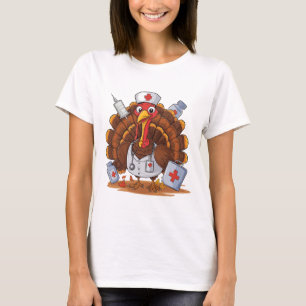 Turkiet Nurse Stethoscope Thanksgiving Fall SCrub T Shirt