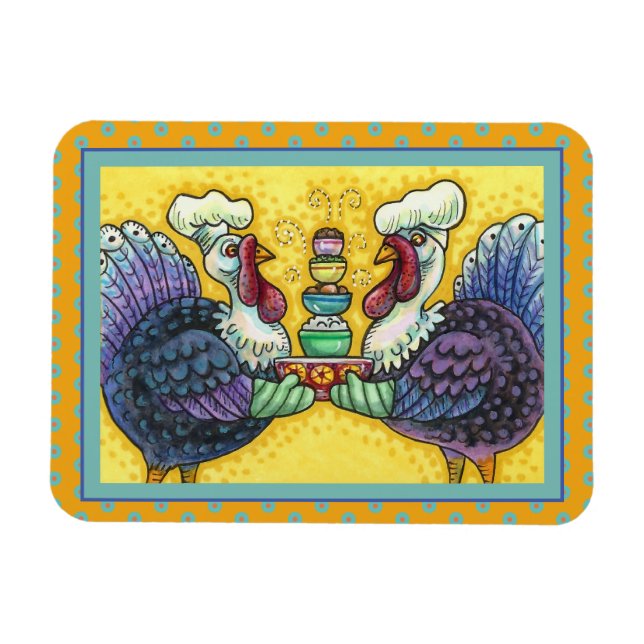 TURKIET OCH ALLA FASTA, FUNNY THANKSGIVING BIRDS MAGNET (Horisontell)