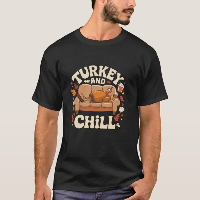 Turkiet och Chill Funny Thanksgiving Womens Manar  T Shirt (Framsida)