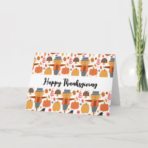 Turkiet och Fågelskrämma Thanksgiving Mönster Kort