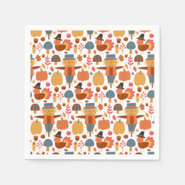 Turkiet och Fågelskrämma Thanksgiving Mönster Pappersservett