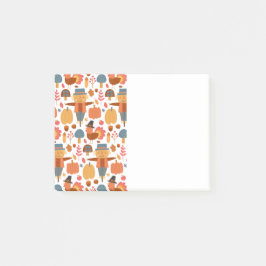 Turkiet och Fågelskrämma Thanksgiving Mönster Post-it Block